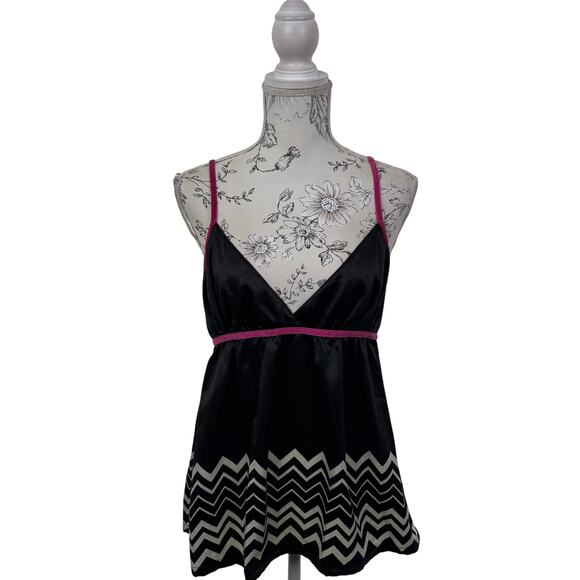 Missoni for Target Babydoll top Nighty Sleep Cami Black & White with pink trim - Picture 1 of 7